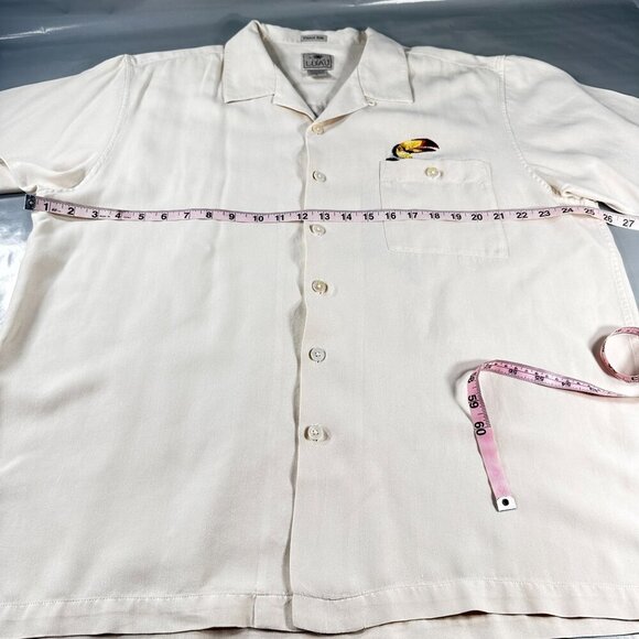 Luau Hawaiian Silk Button Up Shirt Mens Casual Tequila Floor Short Sleeve Top - Picture 3 of 16